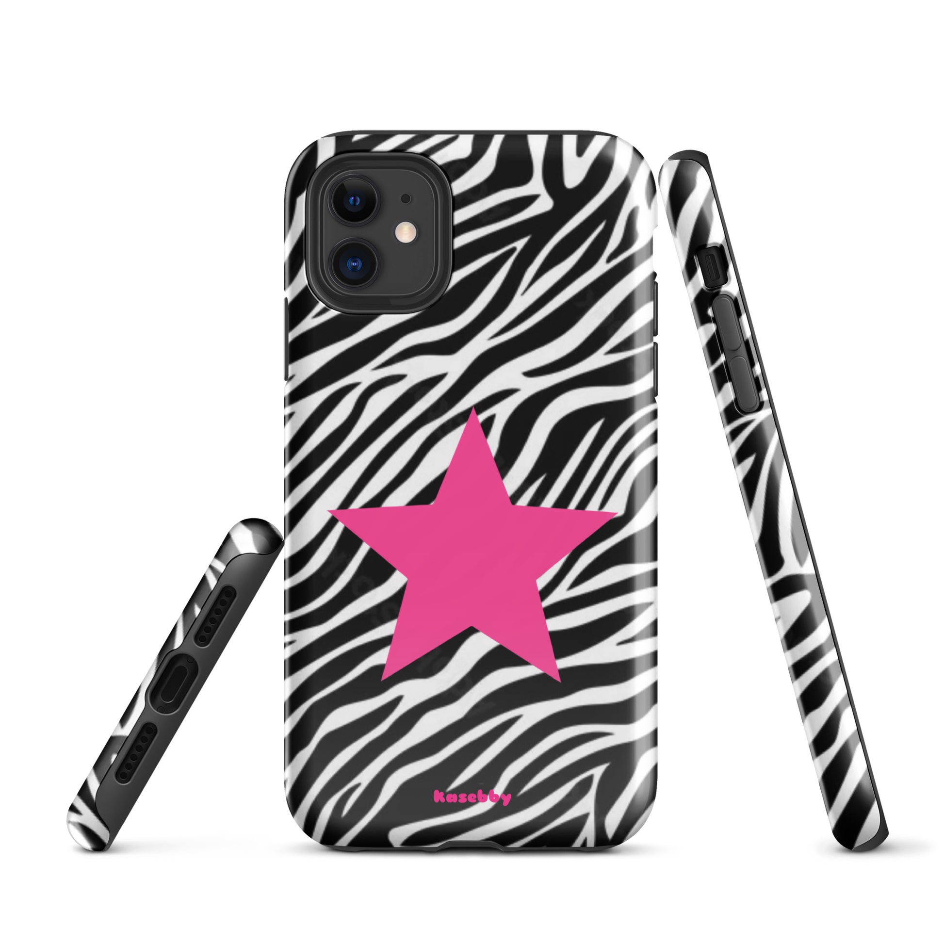 Zebra Print McBling Phone Case – Multi-Angle Durable Y2K Design
