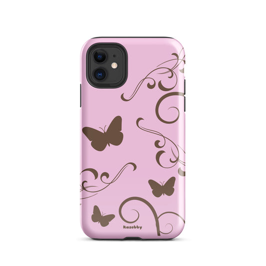 Pink and Brown Y2K Aesthetic Butterfly Swirl Phone Case - kasebby