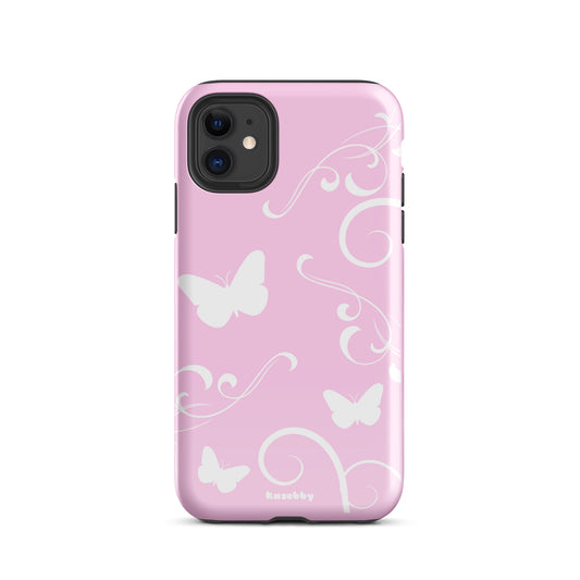 Pink and White Y2K Aesthetic Butterfly Swirl Phone Case - kasebby
