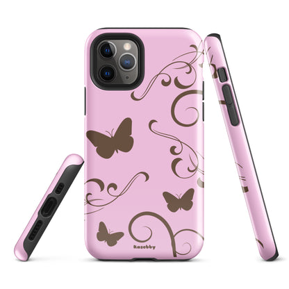 Pink and Brown Y2K Aesthetic Butterfly Swirl Phone Case - kasebby