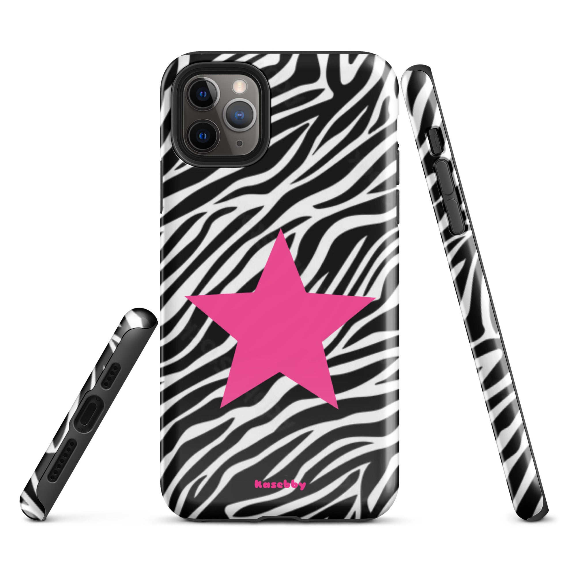 Zebra Print McBling Phone Case – Multi-Angle Durable Y2K Design