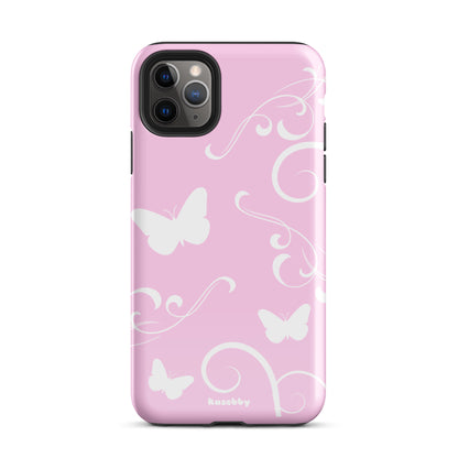 Pink and White Y2K Aesthetic Butterfly Swirl Phone Case - kasebby