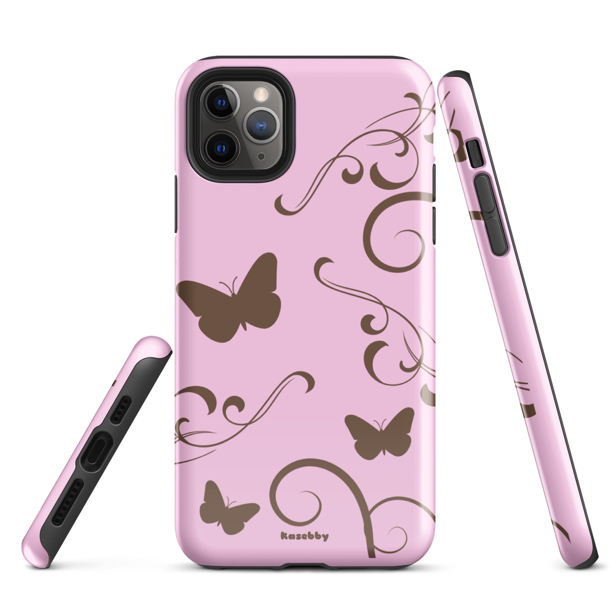 Pink and Brown Y2K Aesthetic Butterfly Swirl Phone Case - kasebby