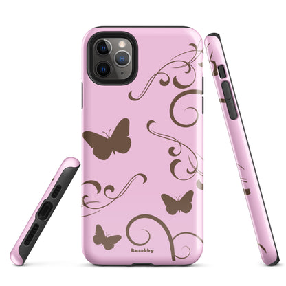 Pink and Brown Y2K Aesthetic Butterfly Swirl Phone Case - kasebby