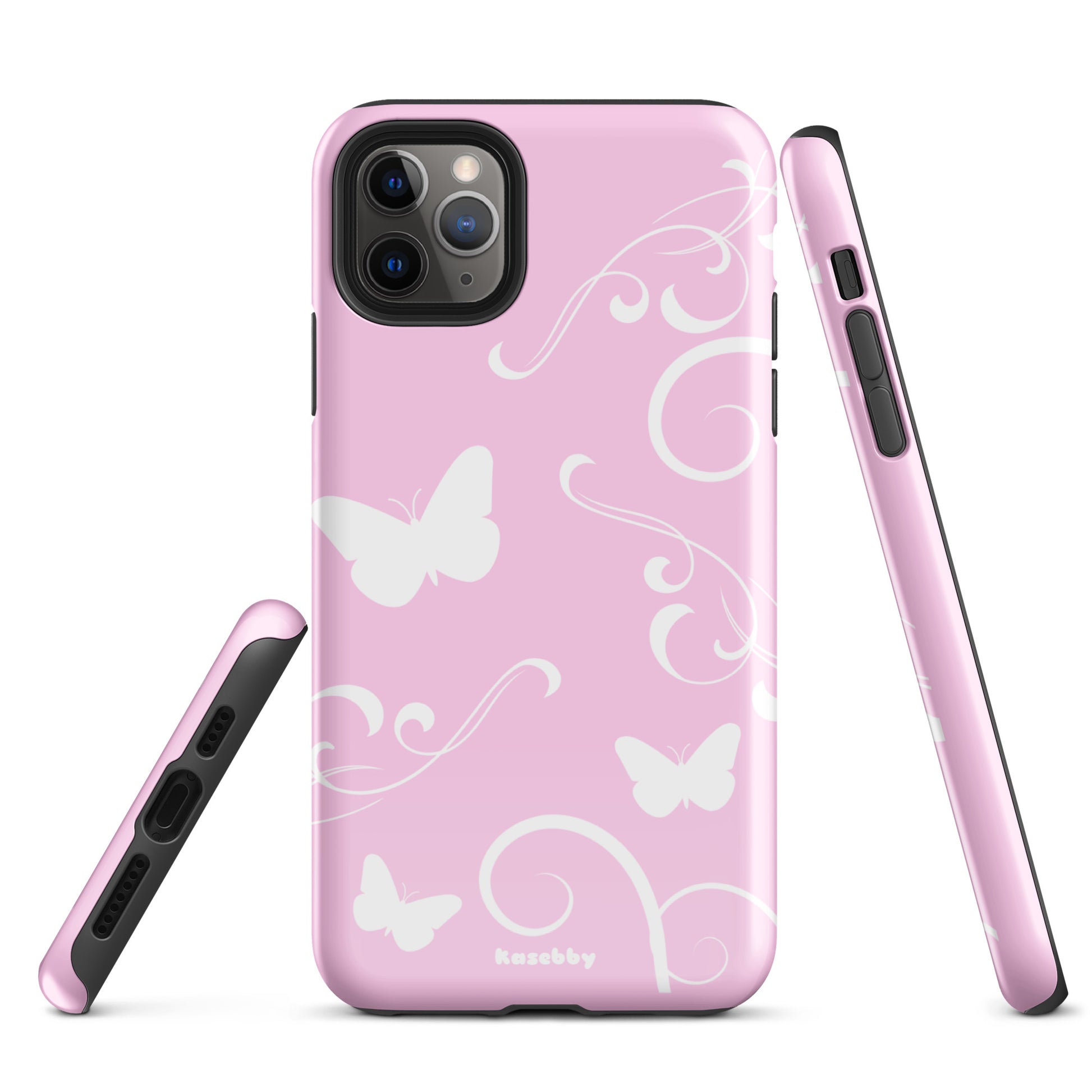 Pink and White Y2K Aesthetic Butterfly Swirl Phone Case - kasebby