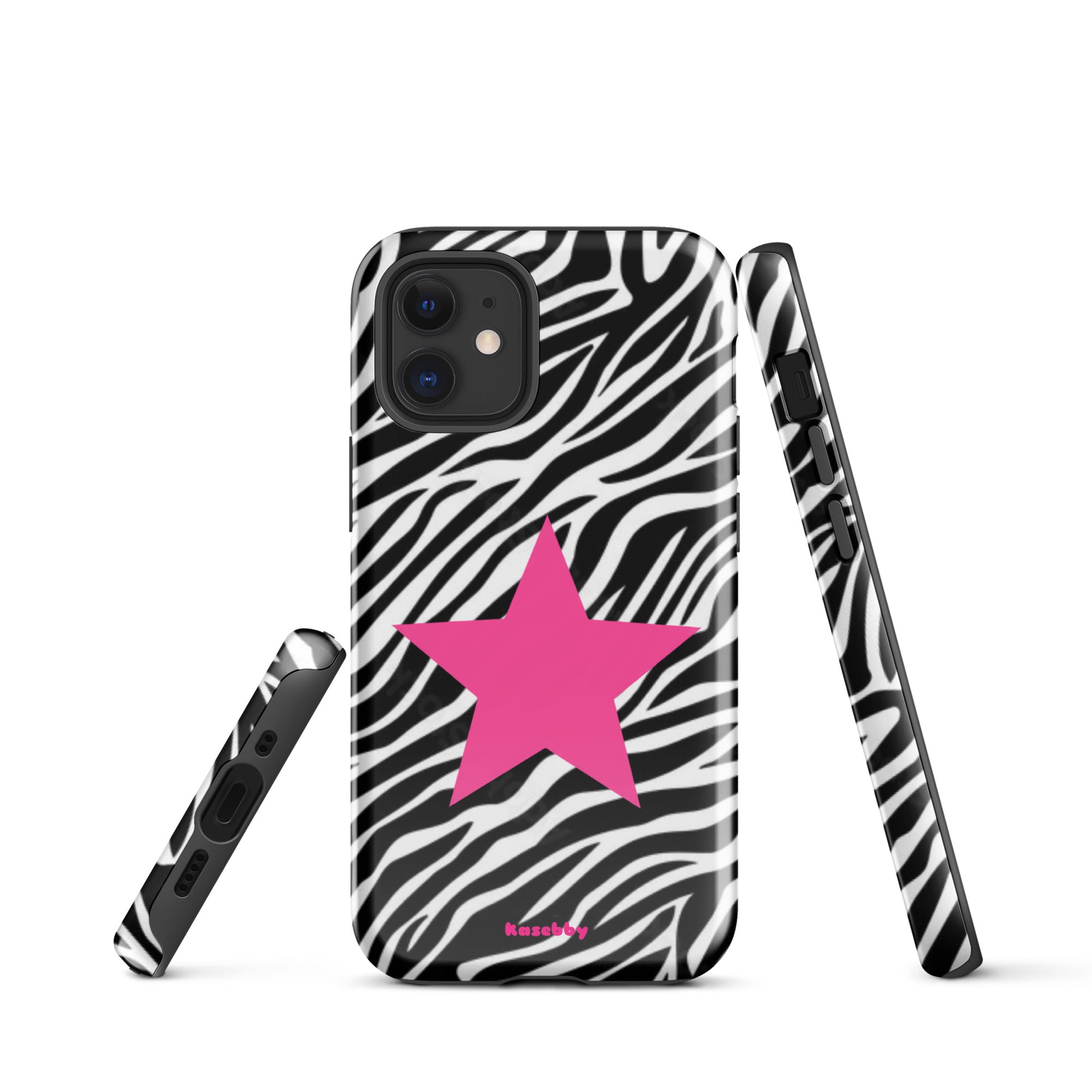 Zebra Print McBling Phone Case – Multi-Angle Durable Y2K Design