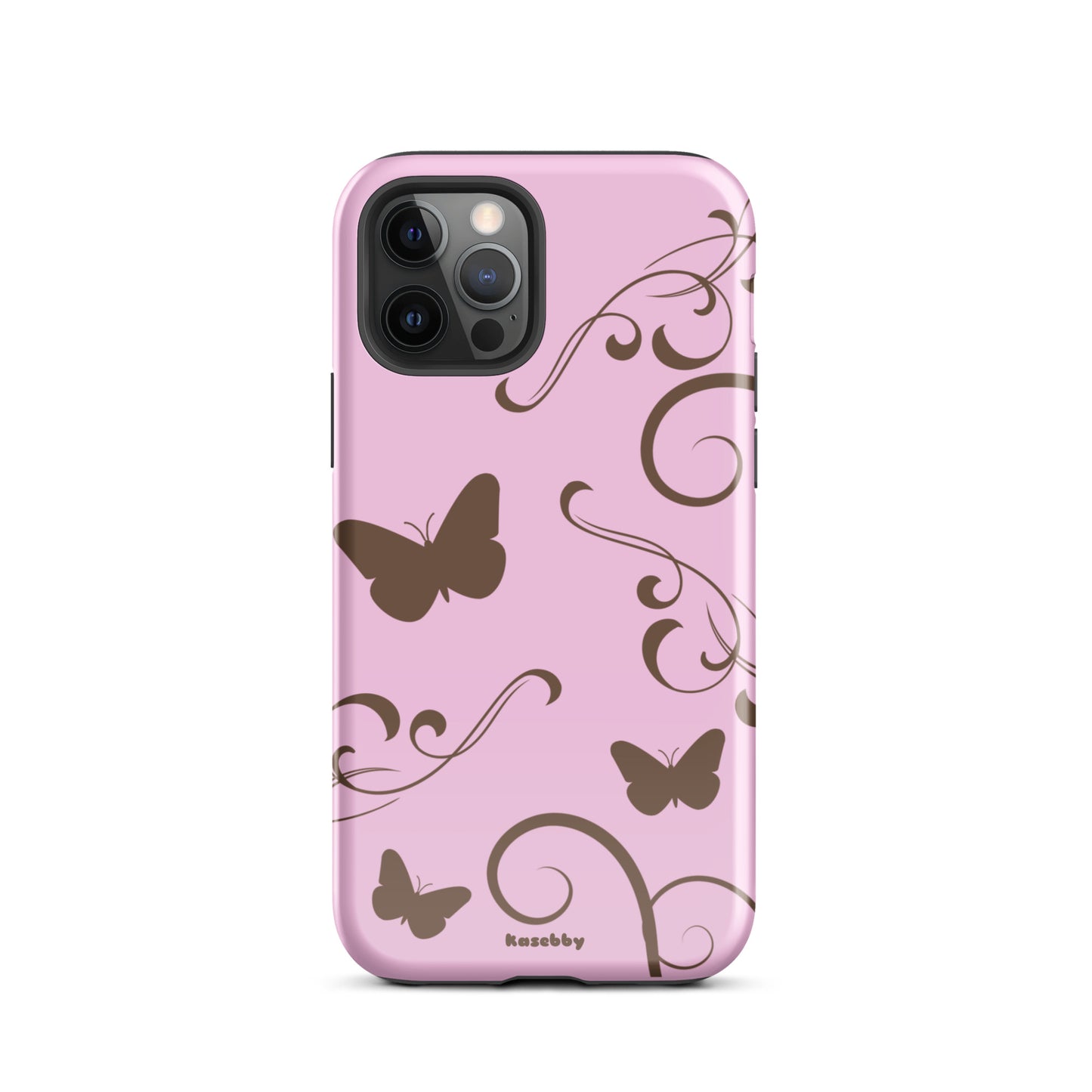 Pink and Brown Y2K Aesthetic Butterfly Swirl Phone Case - kasebby