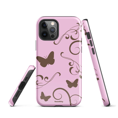 Pink and Brown Y2K Aesthetic Butterfly Swirl Phone Case - kasebby
