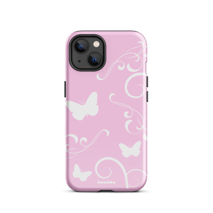 Pink and White Y2K Aesthetic Butterfly Swirl Phone Case - kasebby