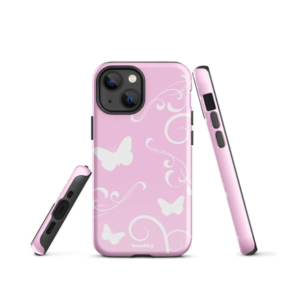 Pink and White Y2K Aesthetic Butterfly Swirl Phone Case - kasebby
