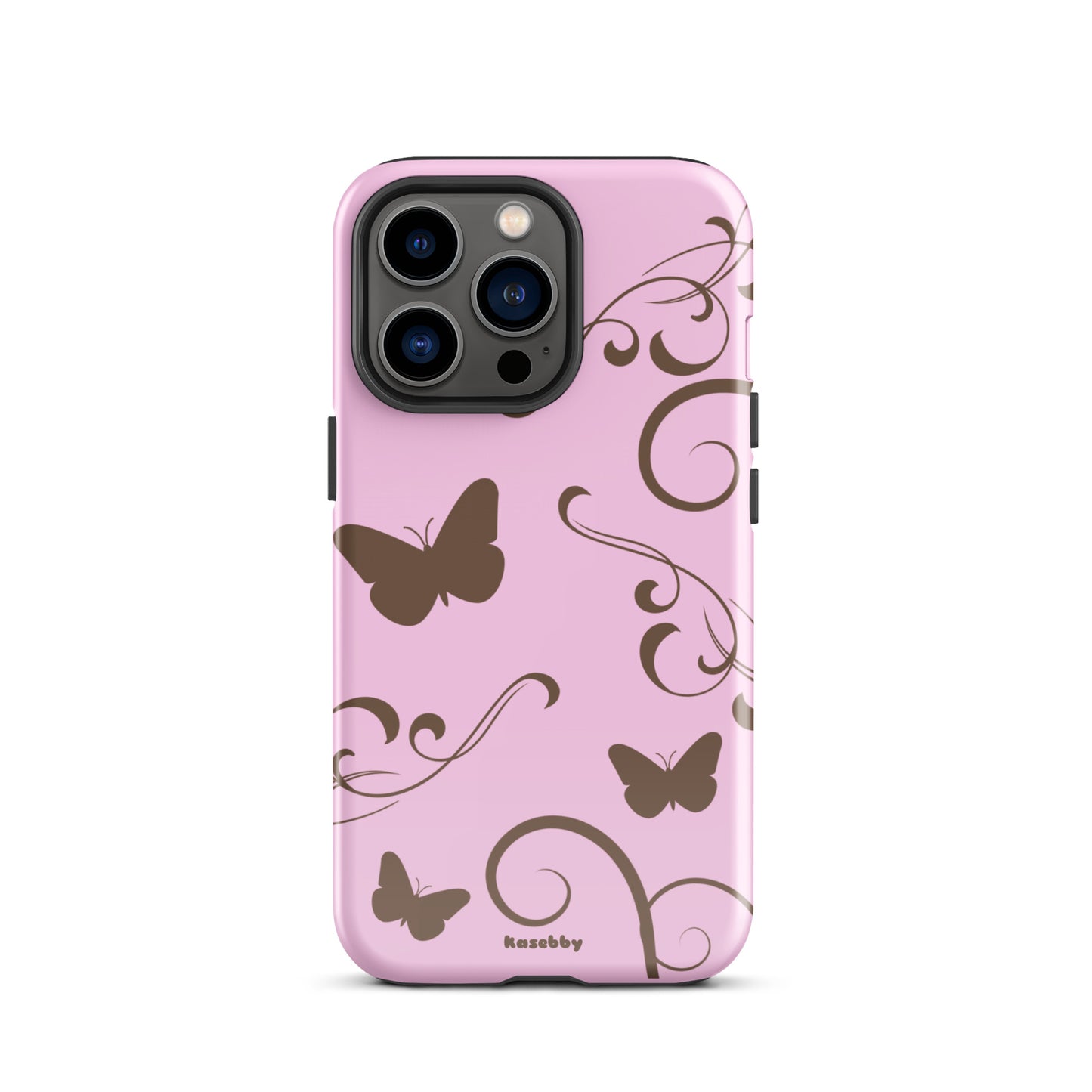 Pink and Brown Y2K Aesthetic Butterfly Swirl Phone Case - kasebby