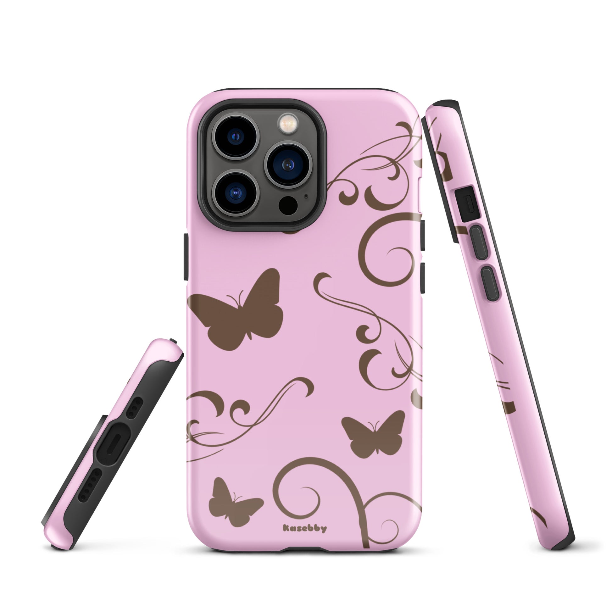 Pink and Brown Y2K Aesthetic Butterfly Swirl Phone Case - kasebby