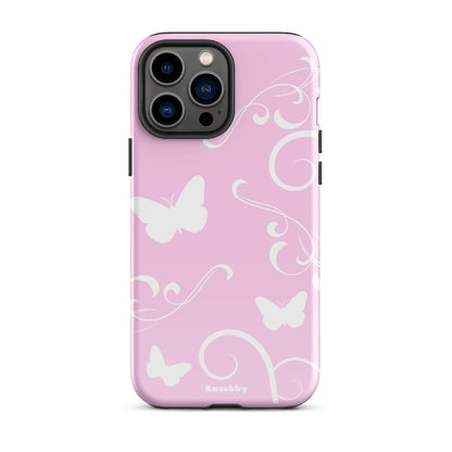 Pink and White Y2K Aesthetic Butterfly Swirl Phone Case - kasebby