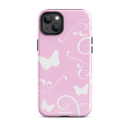 Pink and White Y2K Aesthetic Butterfly Swirl Phone Case - kasebby