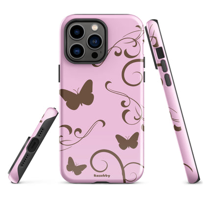 Pink and Brown Y2K Aesthetic Butterfly Swirl Phone Case - kasebby