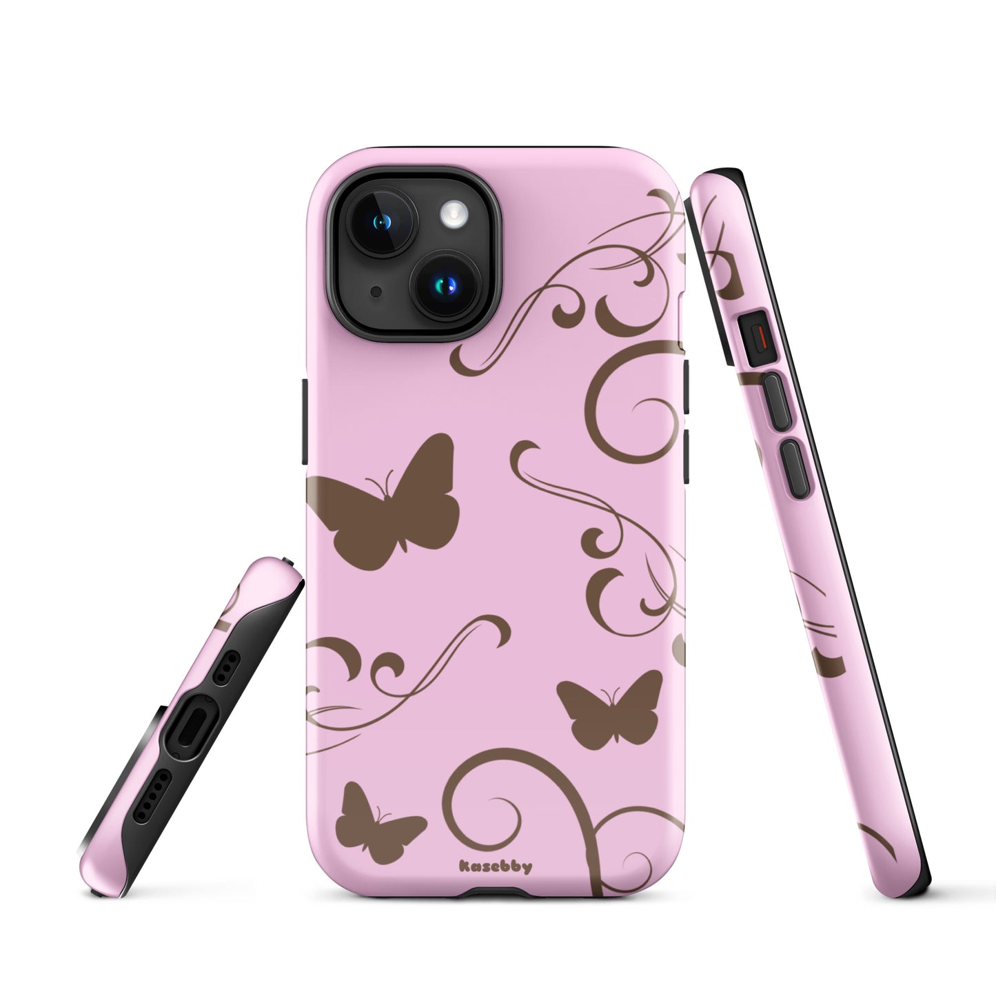 Pink and Brown Y2K Aesthetic Butterfly Swirl Phone Case - kasebby