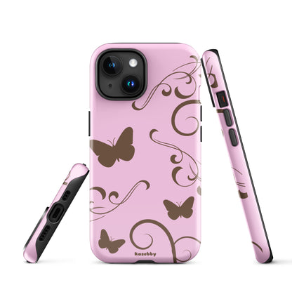 Pink and Brown Y2K Aesthetic Butterfly Swirl Phone Case - kasebby