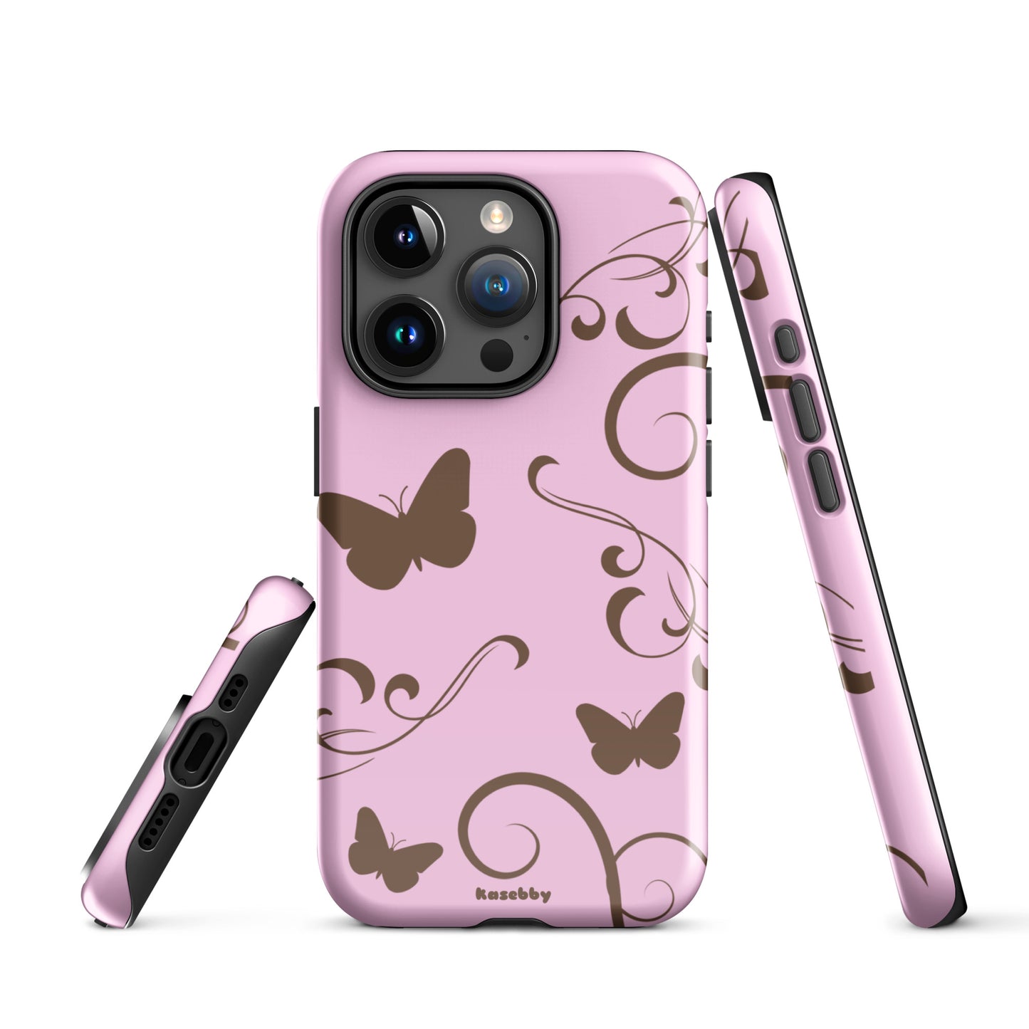 Pink and Brown Y2K Aesthetic Butterfly Swirl Phone Case - kasebby