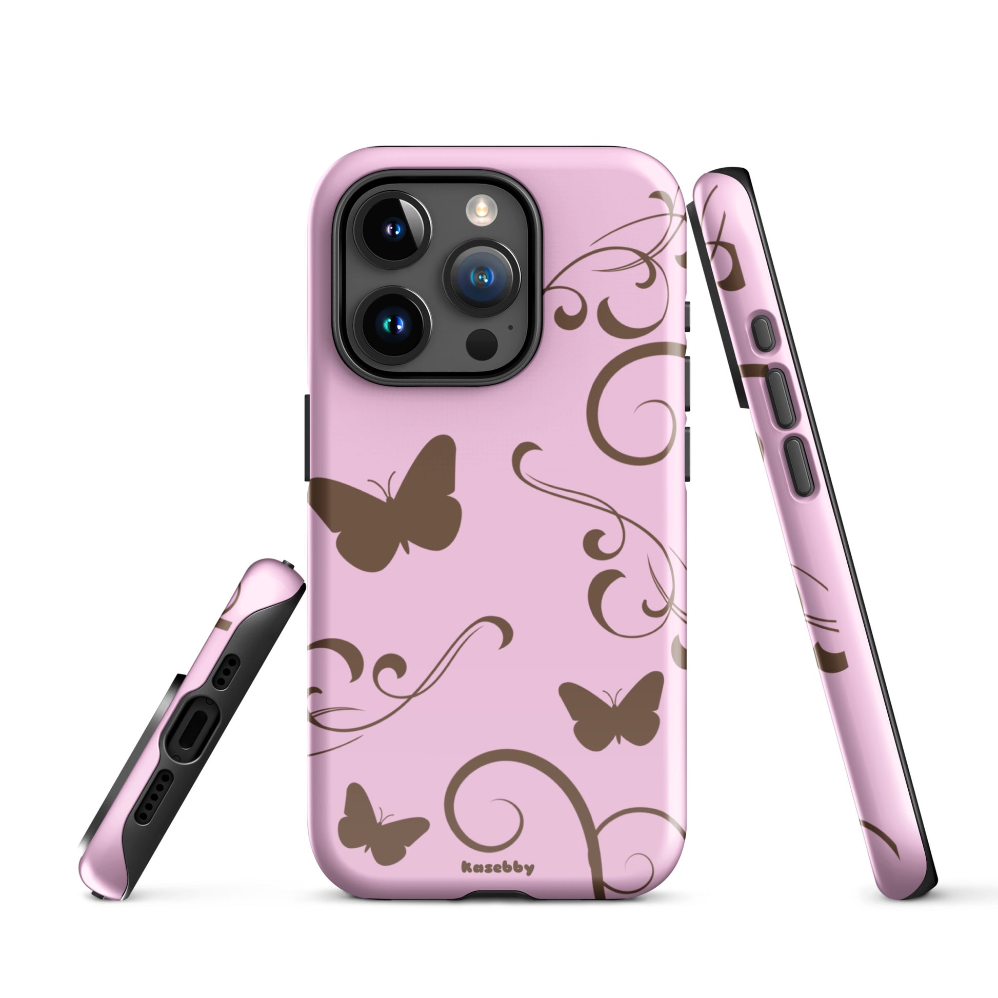 Pink and Brown Y2K Aesthetic Butterfly Swirl Phone Case - kasebby