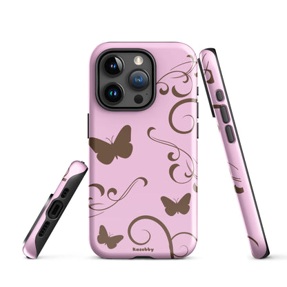 Pink and Brown Y2K Aesthetic Butterfly Swirl Phone Case - kasebby