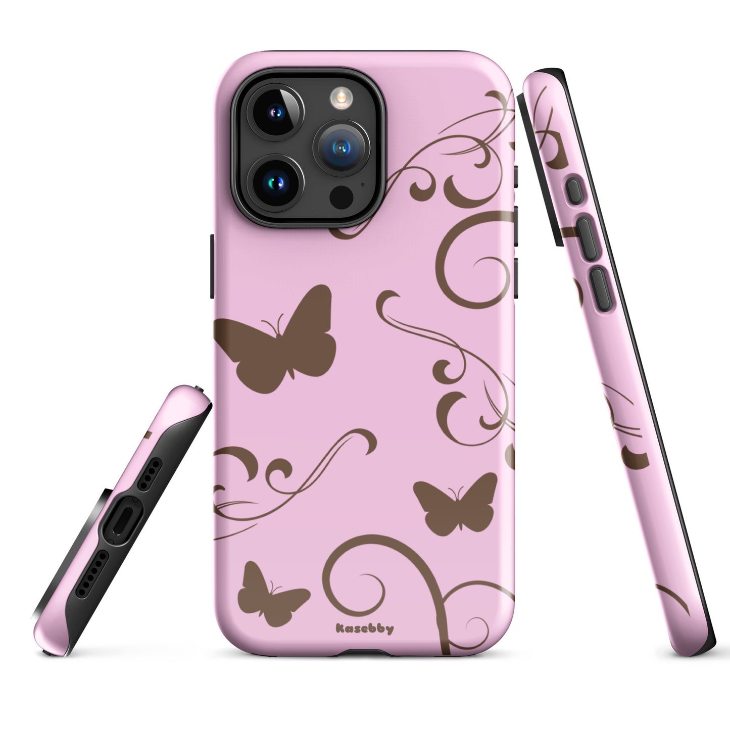 Pink and Brown Y2K Aesthetic Butterfly Swirl Phone Case - kasebby