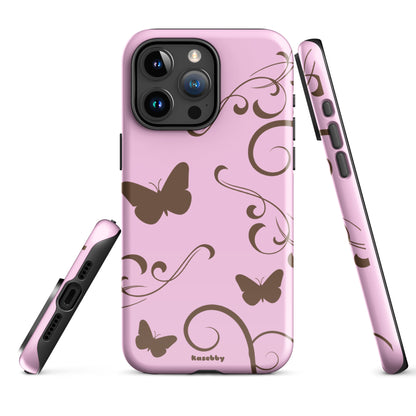 Pink and Brown Y2K Aesthetic Butterfly Swirl Phone Case - kasebby