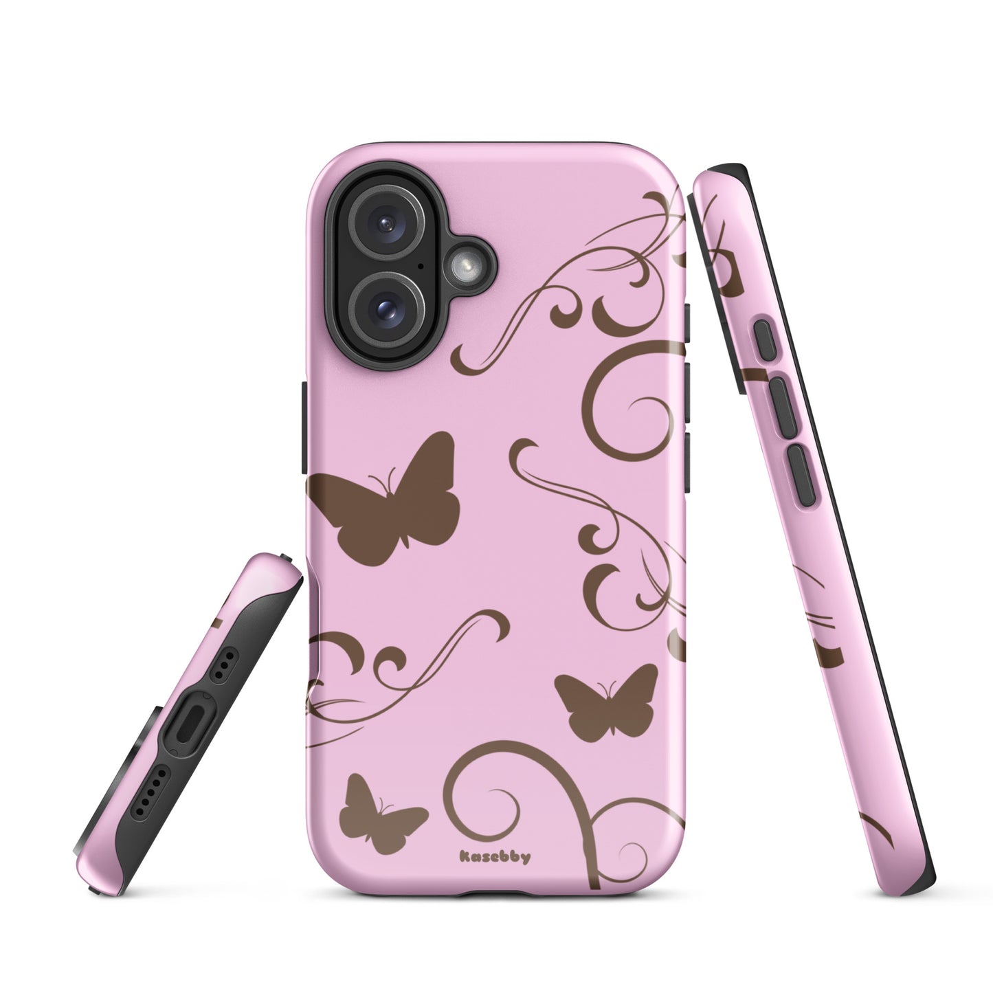 Pink and Brown Y2K Aesthetic Butterfly Swirl Phone Case - kasebby