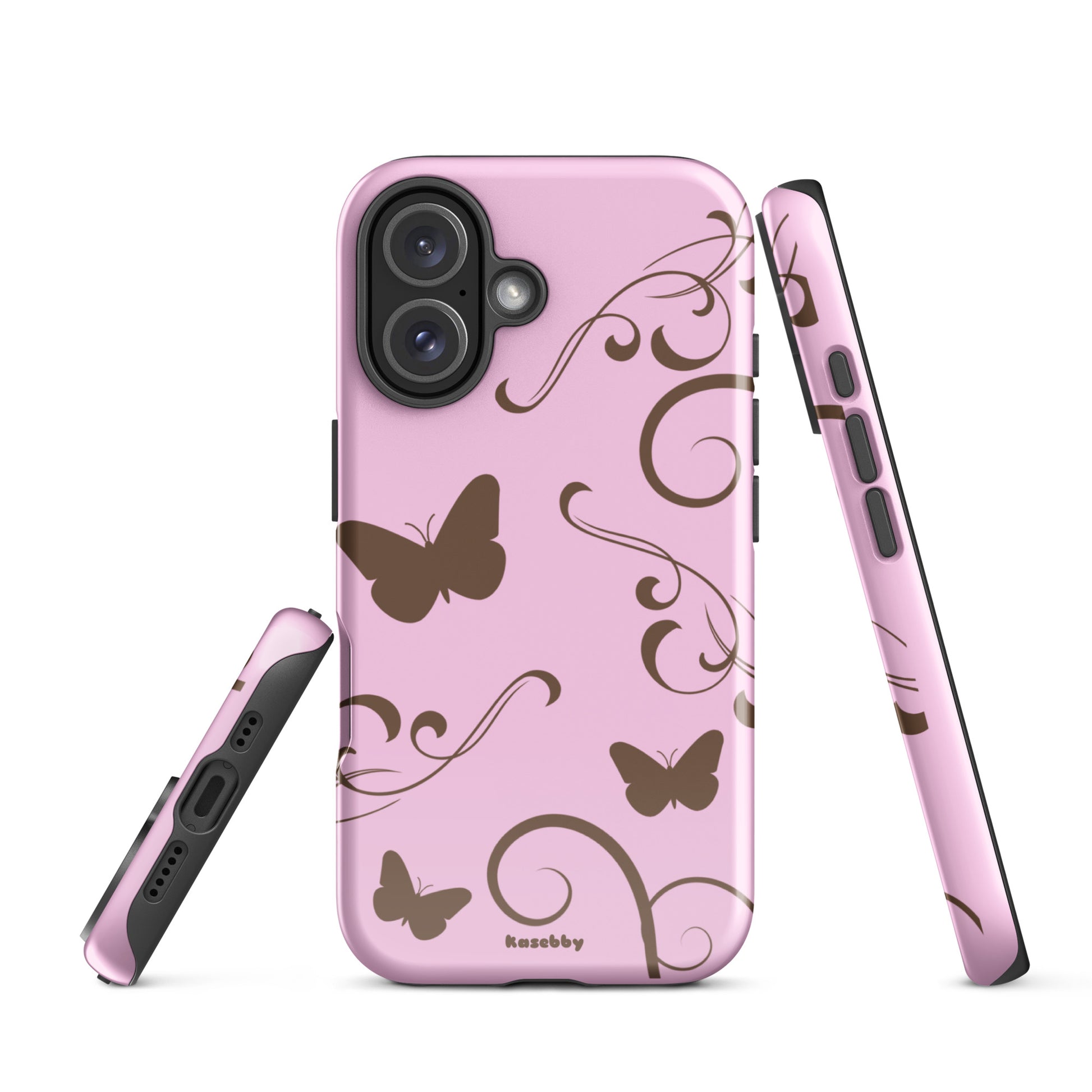 Pink and Brown Y2K Aesthetic Butterfly Swirl Phone Case - kasebby