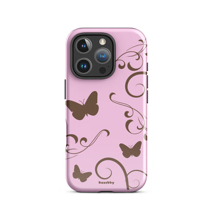Pink and Brown Y2K Aesthetic Butterfly Swirl Phone Case - kasebby